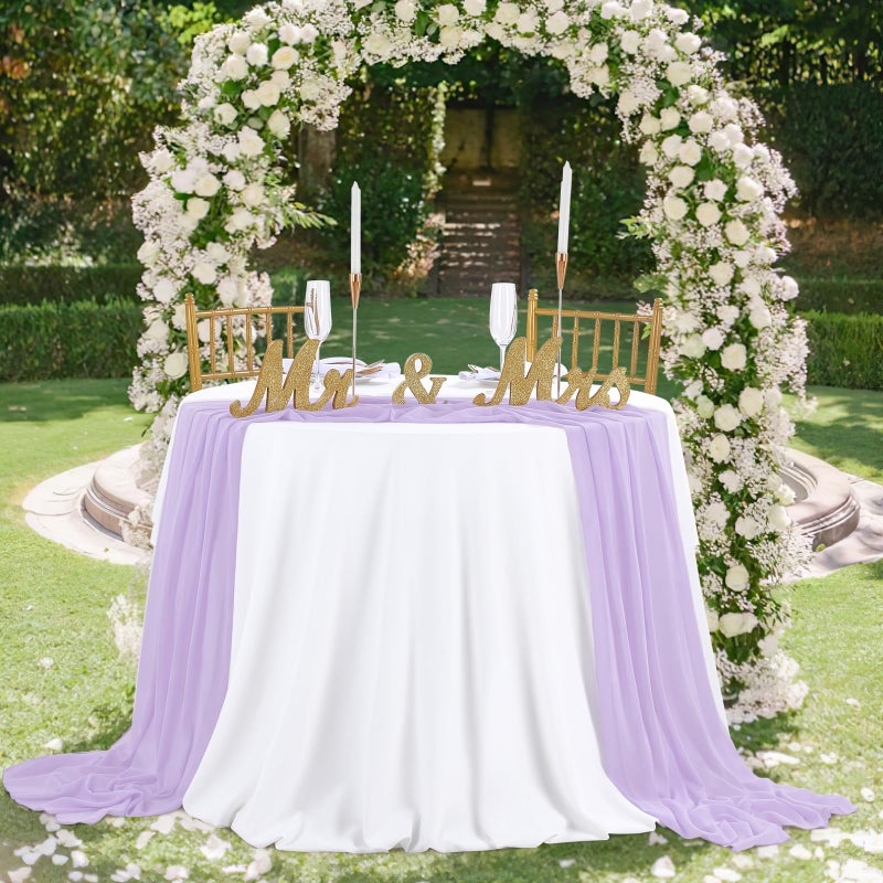 SoarDream Light Purple 27 x 120 inches Long Soft Table Runner for Wedding Chiffon Table Runners Rectange and Round Table Decorations for Birthday Parties - Image 4